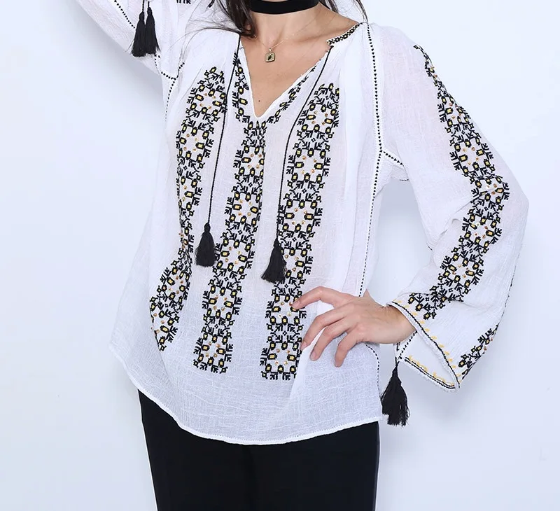 
Summer Collection Designer Tops Handcrafted Romanian Blouse Costume Boho Style Bohemian Top Embroidered Blouse Shirt / Blouse 
