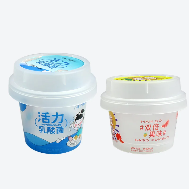 PP plastic yogurt cup with lid frosted transparent mousse cup with aluminum foil sealing film