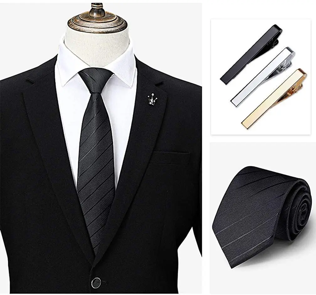 Classic Men Tie Pin Clips of Casual Style Tie Clip Fashion Jewelry Exquisite Wedding Tie Bar Silver And Golden Color