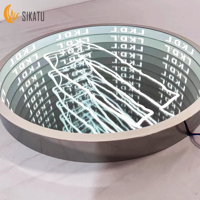 Customized Illusion Spar Stage Display Magic Rgb Cloud Forever 3D Mirror Infinite Wedding Petals Gabinet Round Shinning Effect