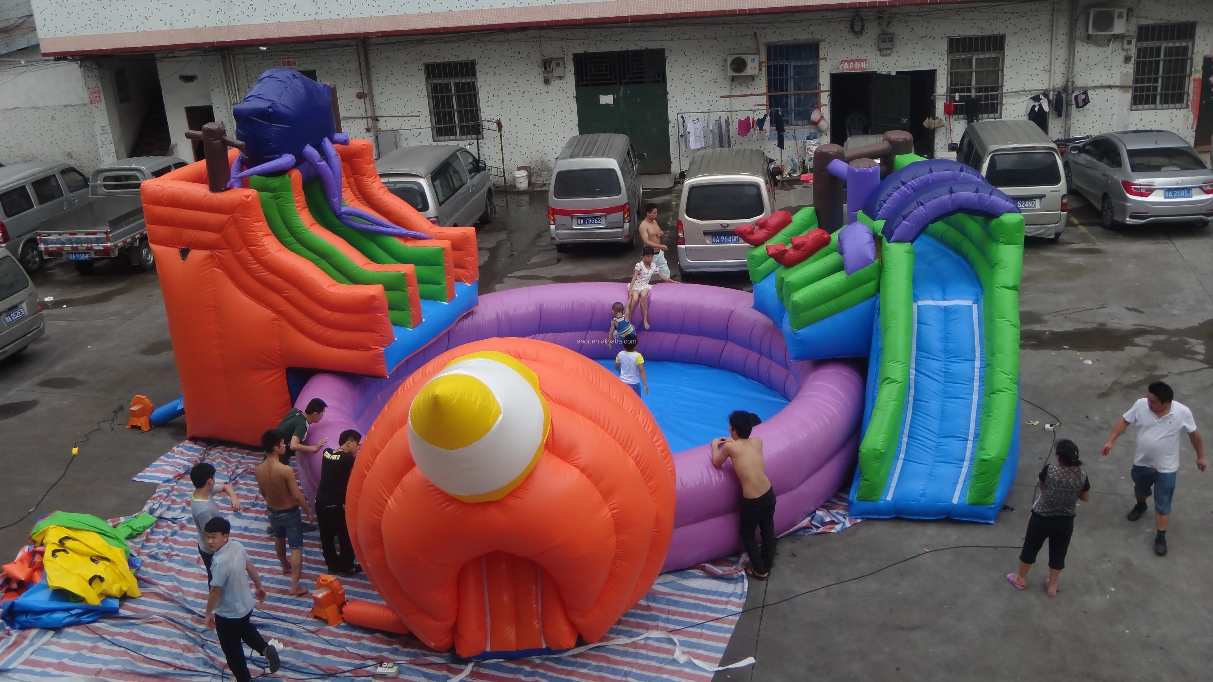 Commercial Inflatable Water Park with Water Slide and Pool Custom Inflatable Ground Water Park for Kids and Adults