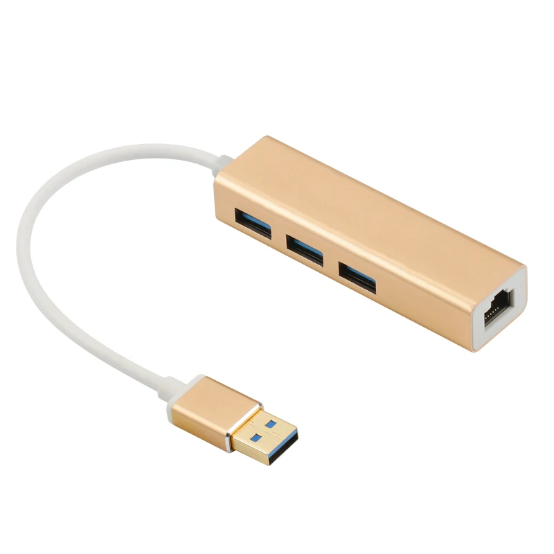 USB3.0 to 3-Port USB Hub with 10/100/1000 Gigabit Ethernet Adapter For USB Devices