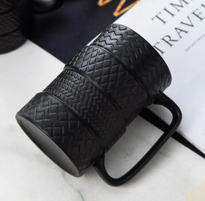 Sublimation  Large Capacity Ceramic Mug New Fancy Mug Ceramic Tire Mug