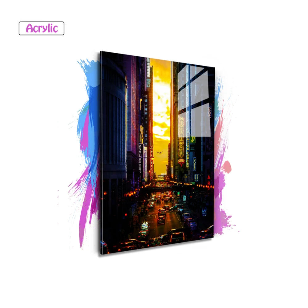 Acrylic Wall Art Painting Wall Posters Plexiglass Fashion Night View City Street Bedroom Bar Club Home Decorate UV Printing 1110