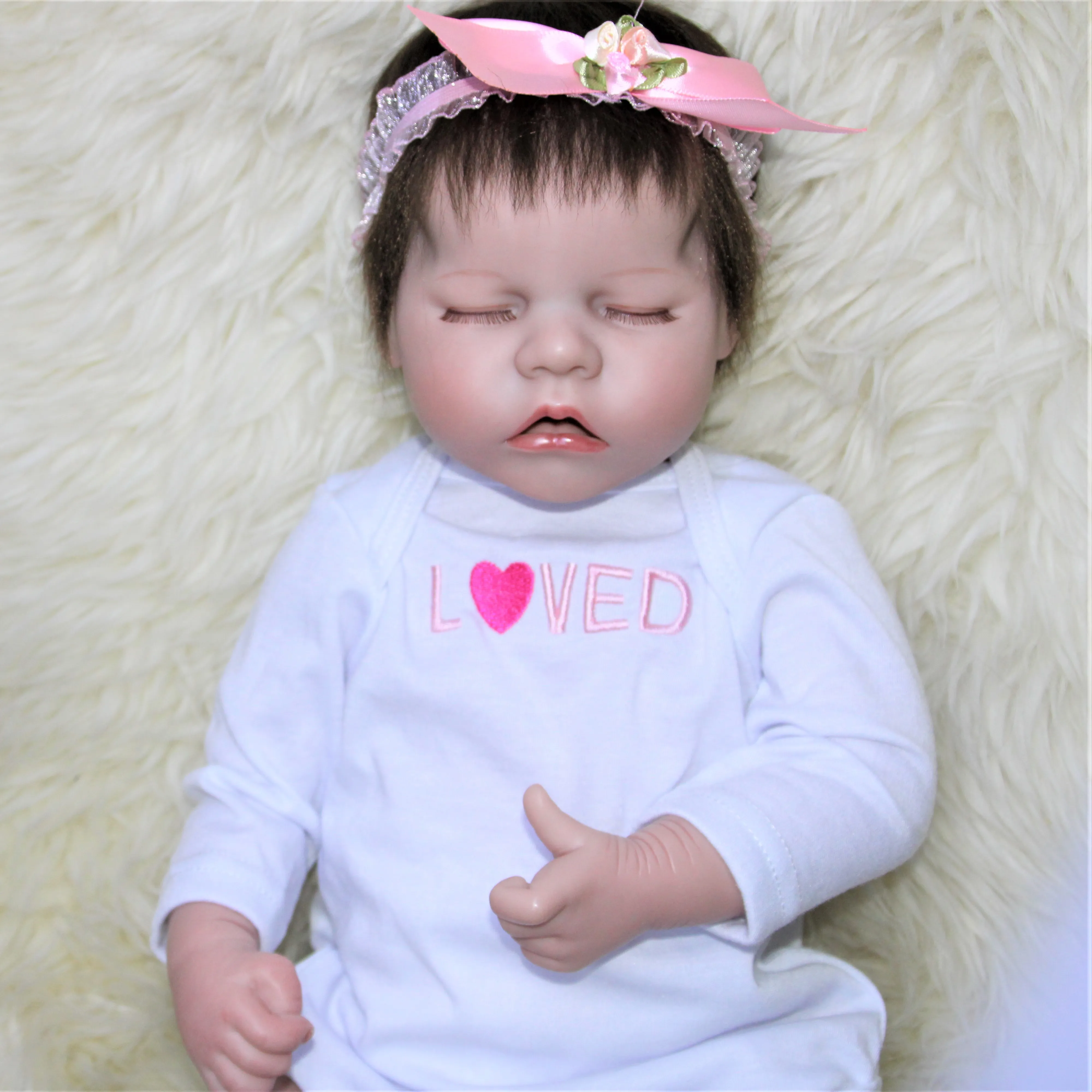 
18 Inch Reborn Baby New Born Black Dolls Lifelike Toy Soft Silicone Vinyl Doll For Kids 