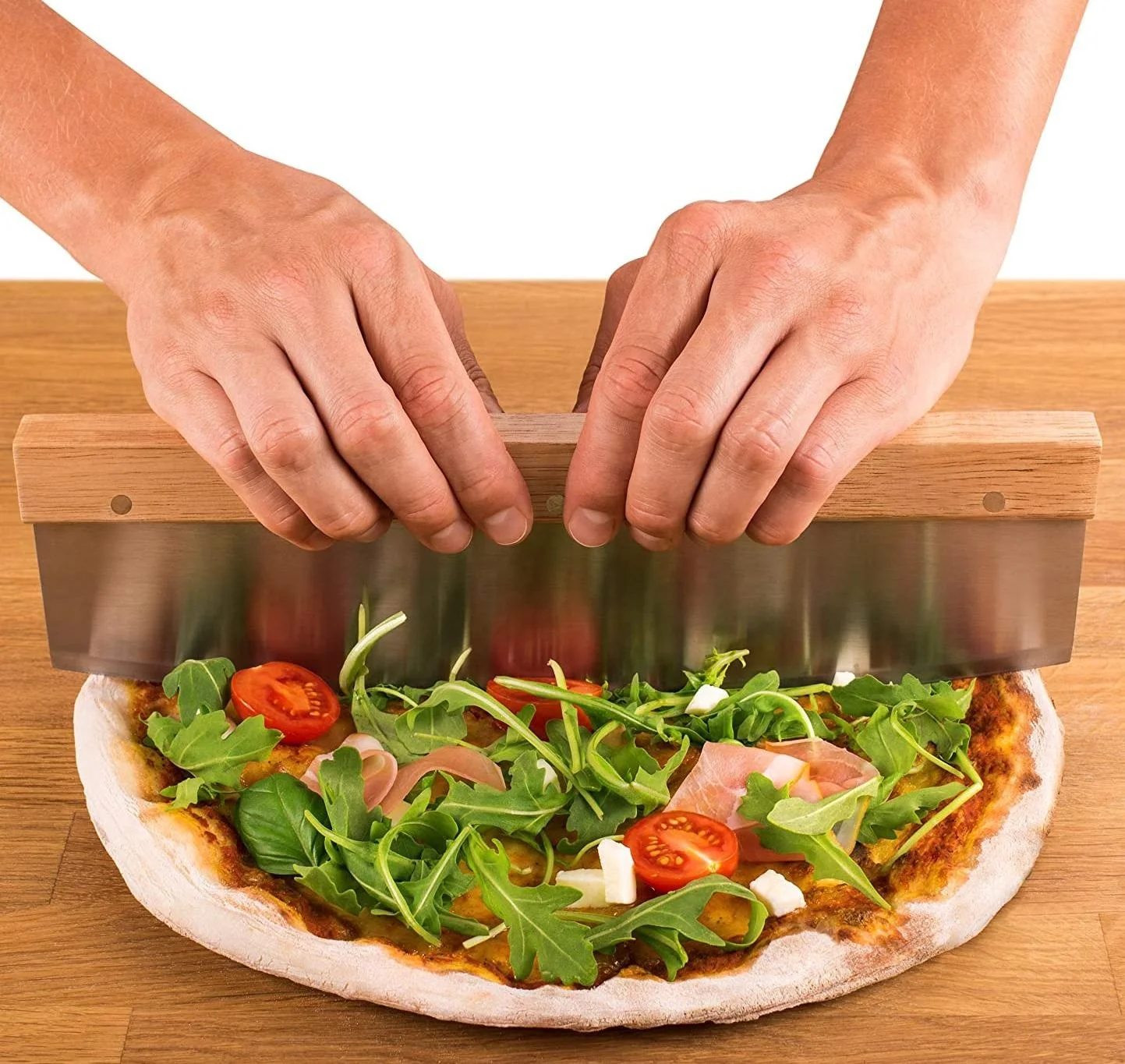 Pizza Cutter Rocker With Wooden Handle