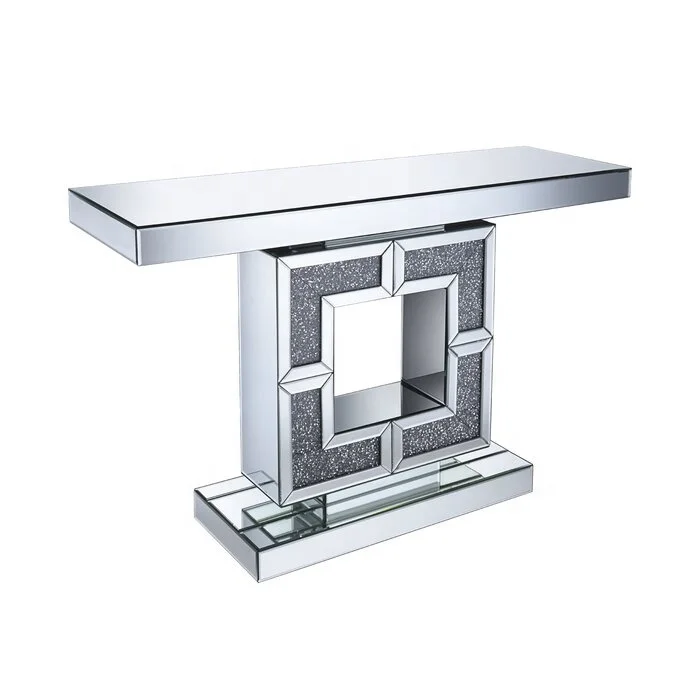 Living Room Furniture Decorating Design Mirrored Crushed Diamond Console Tables With Mirrors