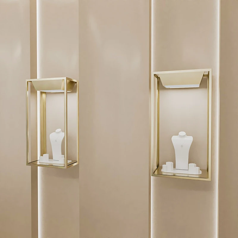 Luxury Counter Design Gold Jewellery Displays Retail Jewellery Shop Glass Furniture Showcases Cabinet for Store