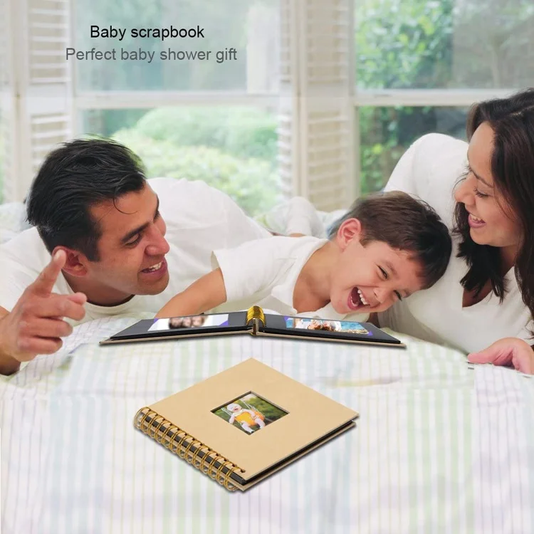 
Hot Sale Creative DIY Scrapbook Album,Baby Scrapbook Photo Album 40 hard black pages for Wedding Or Anniversary 