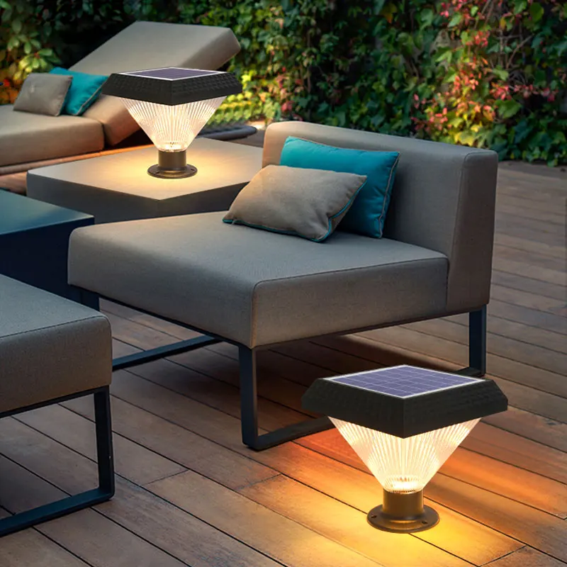 IP65 Waterproof ABS Body Light Sensor Solar Powered LED Landscape Bollard Outdoor Garden Lights for Courtyard