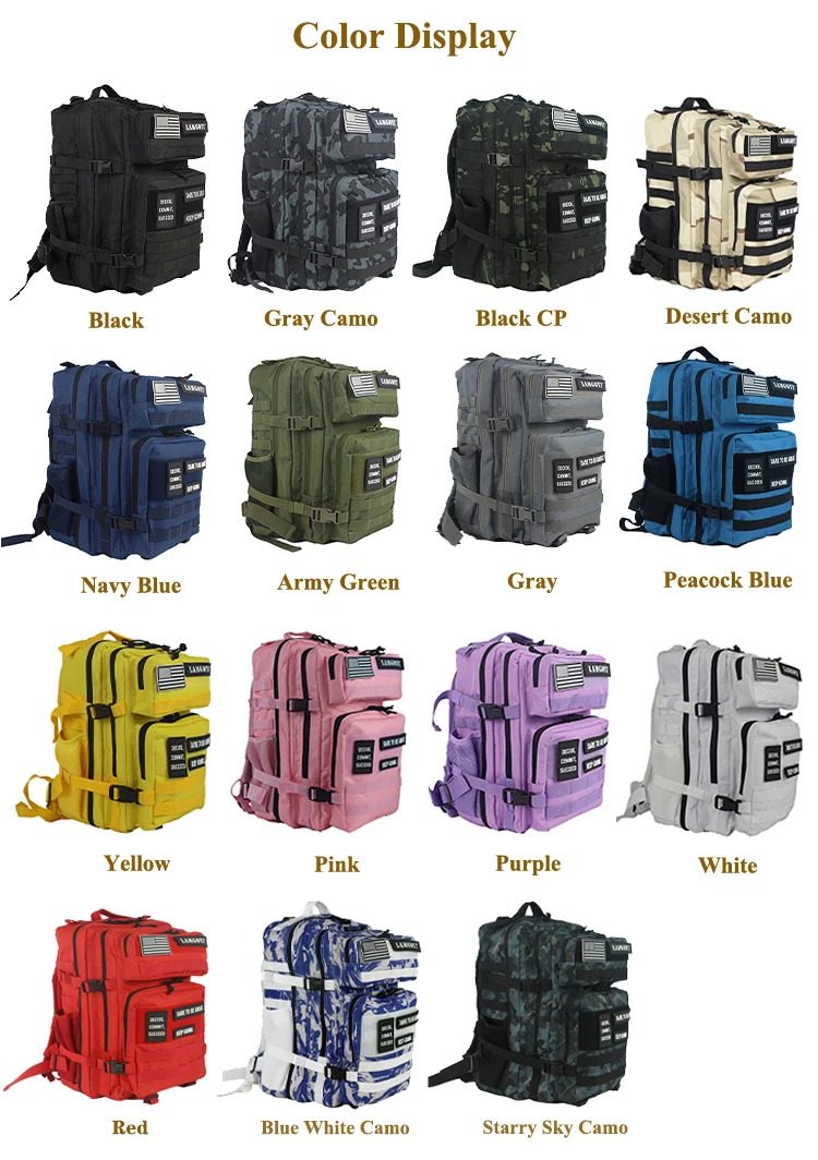 Hot 45L Water Resistant Custom logo OEM nylon Tactical Backpack Hiking fitness Backpack For Outdoor Sports Bag