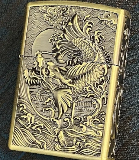 Copper Kerosene Lighter Zk19 Love Grass Pixiu Fish Dragon Blind Box Lighter
