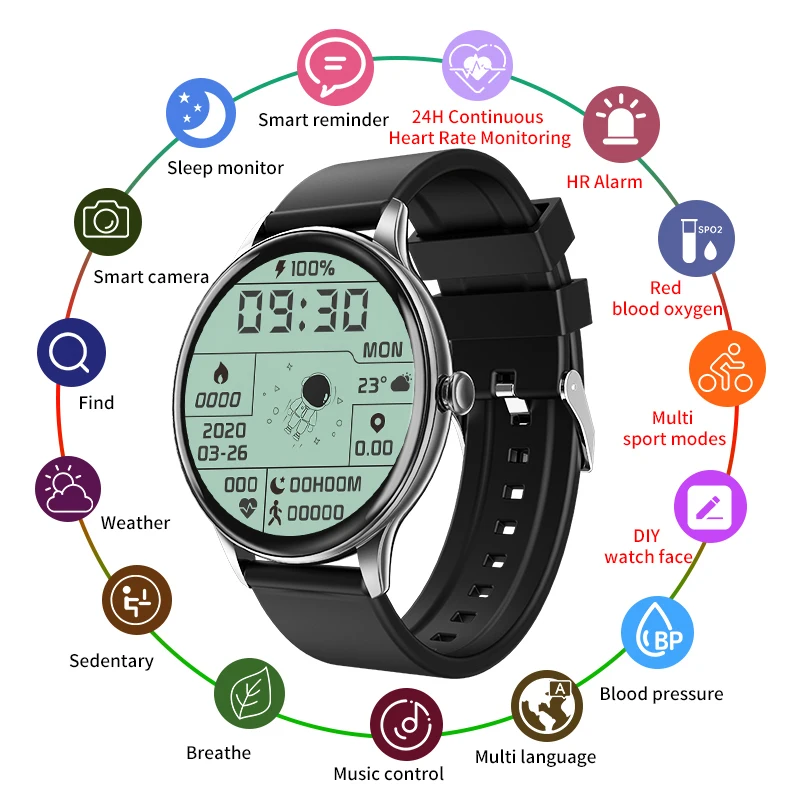 Mens Sports Fitness Band Bracelet Smartwatch Latest AMOLED CE FC ROHS Smart Watch