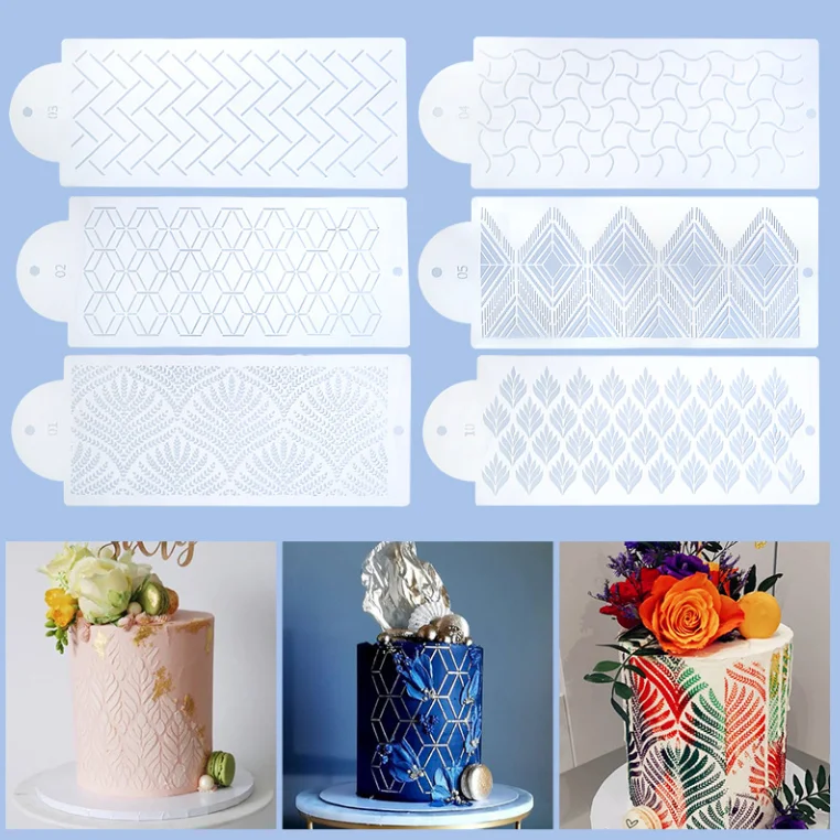 Homesun 2023 NEW DIY Baking Supplies PET cake spray pattern mold Flower Lace Embossed Mat Cake Stencils for Wedding Cake