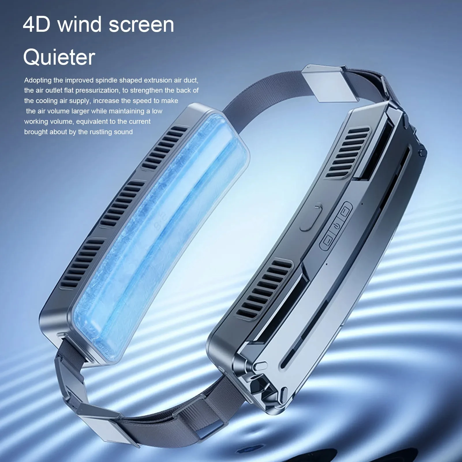 Outdoor Waist Mounted Fan Polymer Battery Anti Drop Shock Absorption USB Portable Air Cooler with Bladeless Hanging Neck Fan