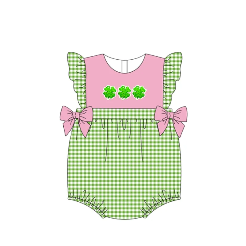 Bow knot Suspender Lace Short-Sleeved Romper Kids Bow Tow Jumpsuit Boutique Set For Summer Boutique Clothes