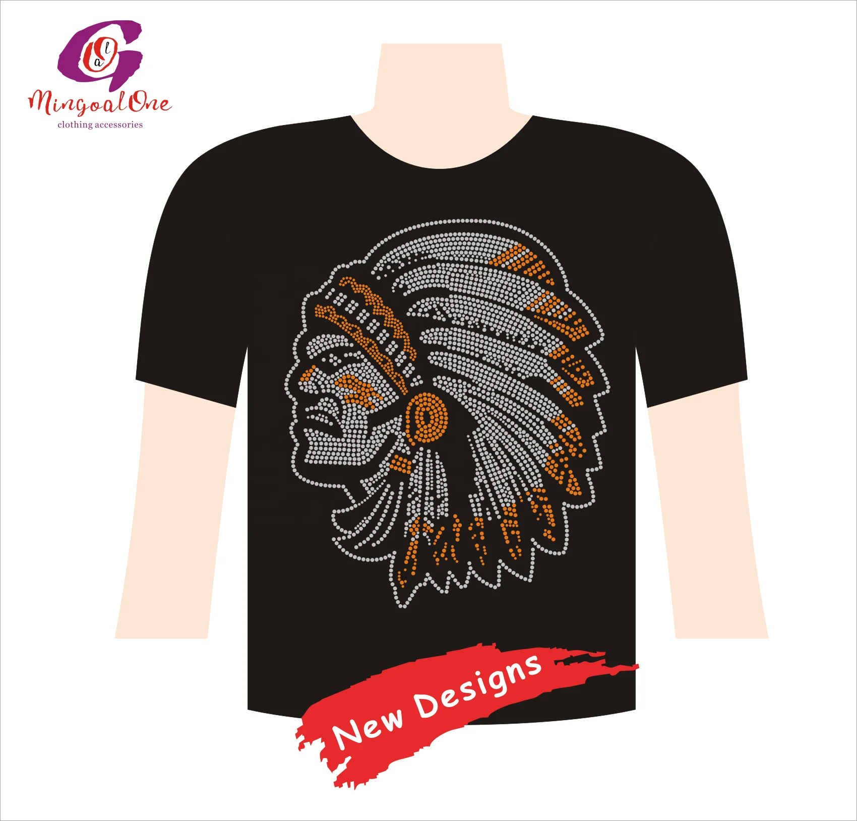 Wholesale Price Sparkle Iron On Rhinestone Motif Custom Logo Bling Crystal Rhinestone Heat Transfer for Dress Shirt