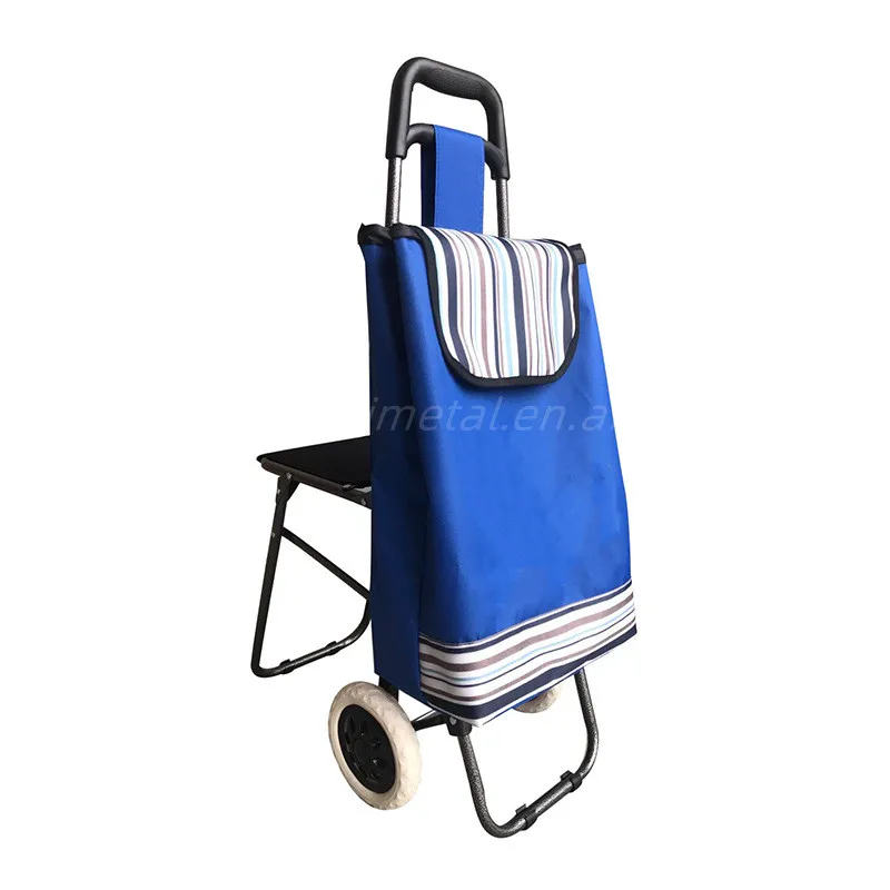 Durable Supermarket Shopping Trolley Bag With Wheel Portable Push Cart