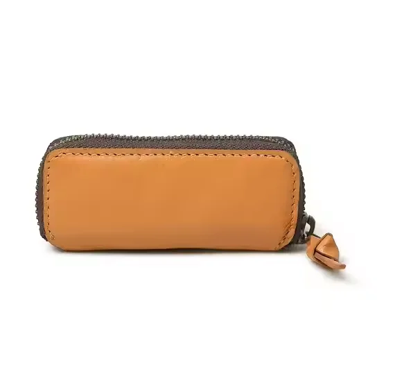 Custom PU Leather Zipper Pouch Smart Touch Bus & Car Key Case Bag with Embossed Logo Plain Pattern Fashion Style Wallet