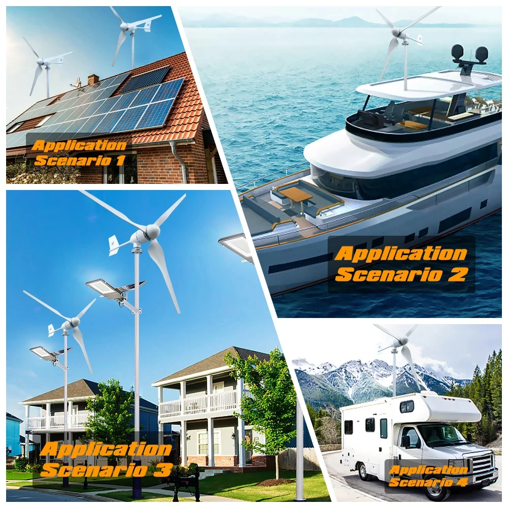 2000w 5kw Horizontal Wind Turbine Generator 24V 48V 96V Free Energy Magnetic Dynamo Strong Power 220v Inverter Output For Home