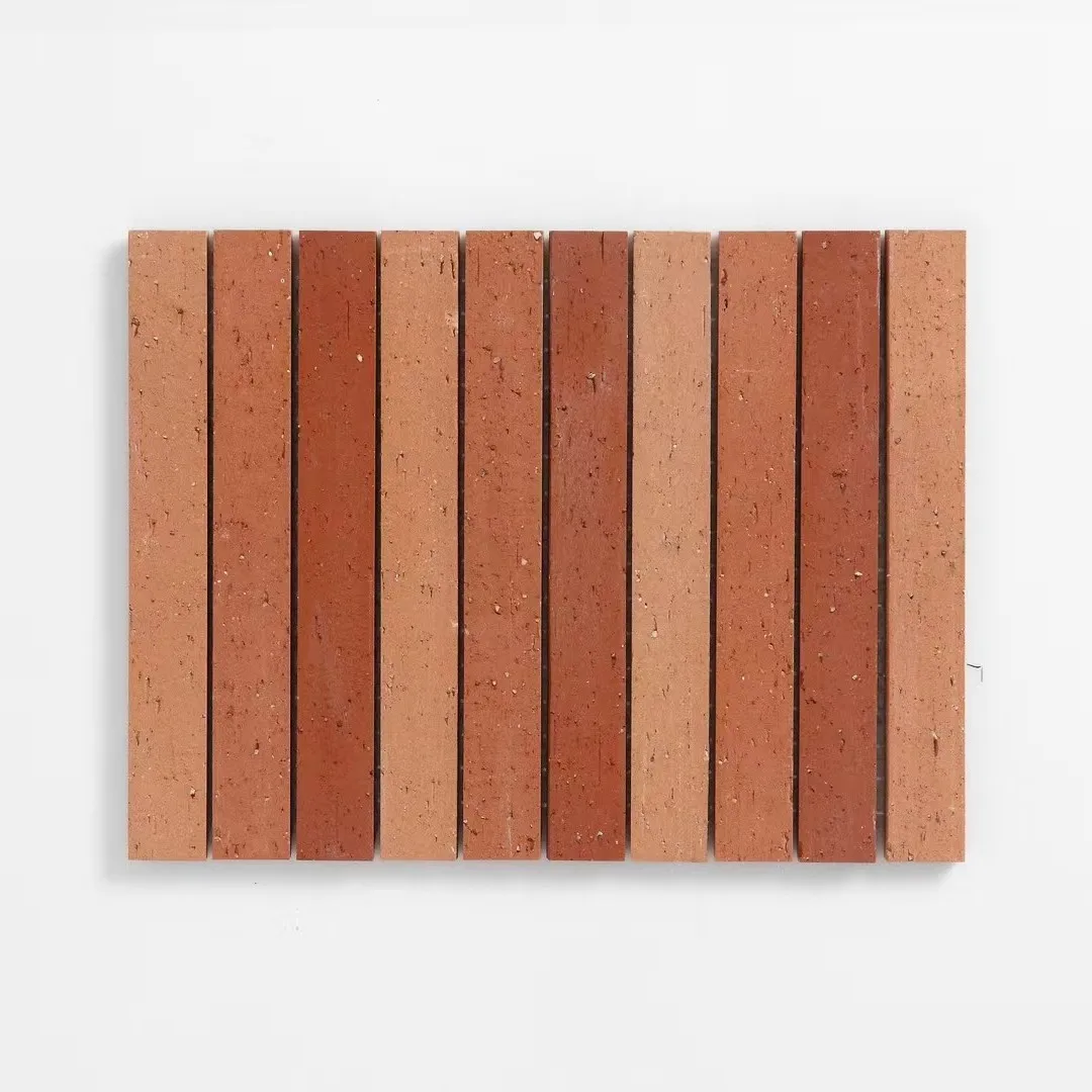 Cheap price terracotta red rustic antique clay mosaic strip ceramic matt tiles backsplash wall and floor tiles