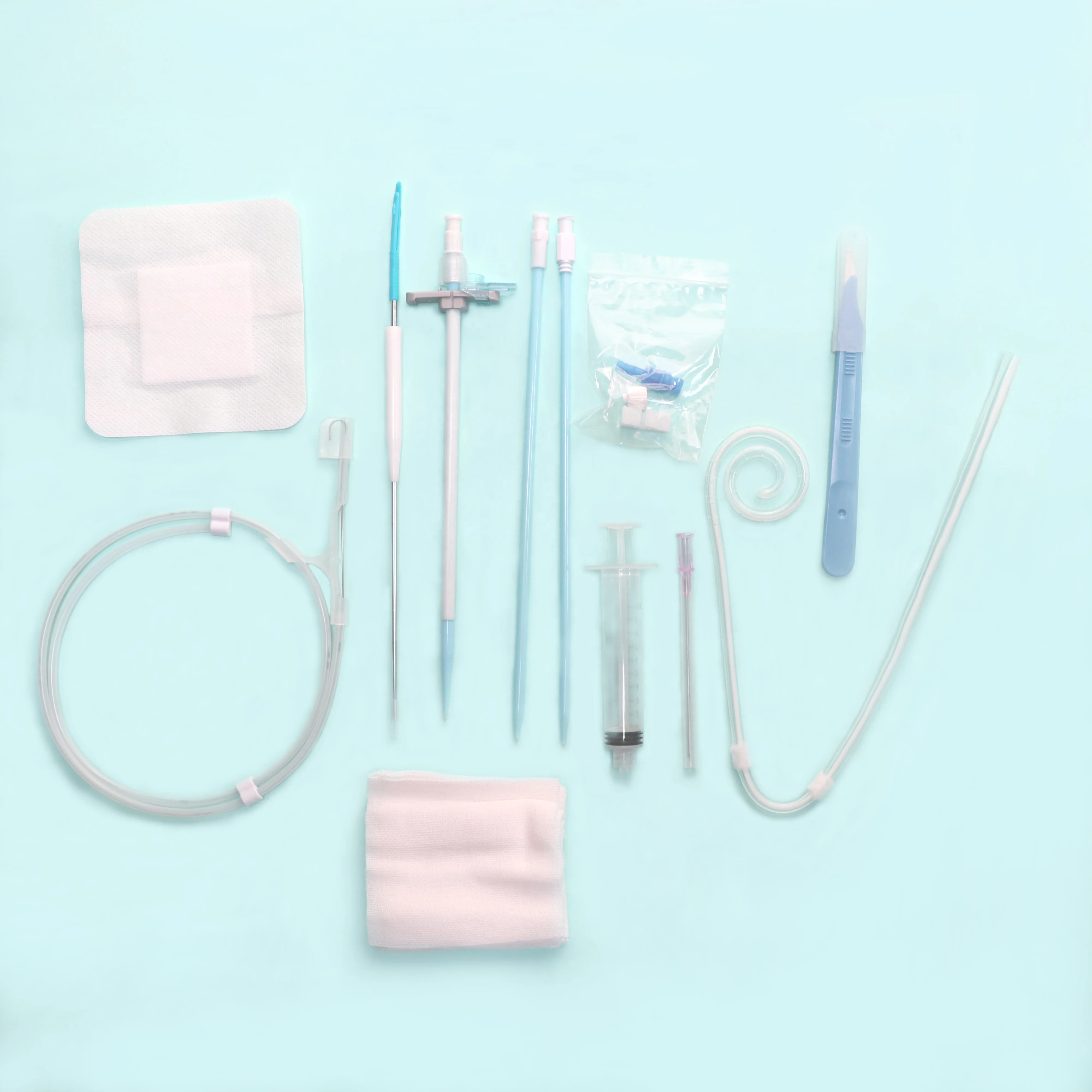 Tianck medical supplies 16F 11F Swan neck curl cath adult PD set peritoneal dialysis catheter kit