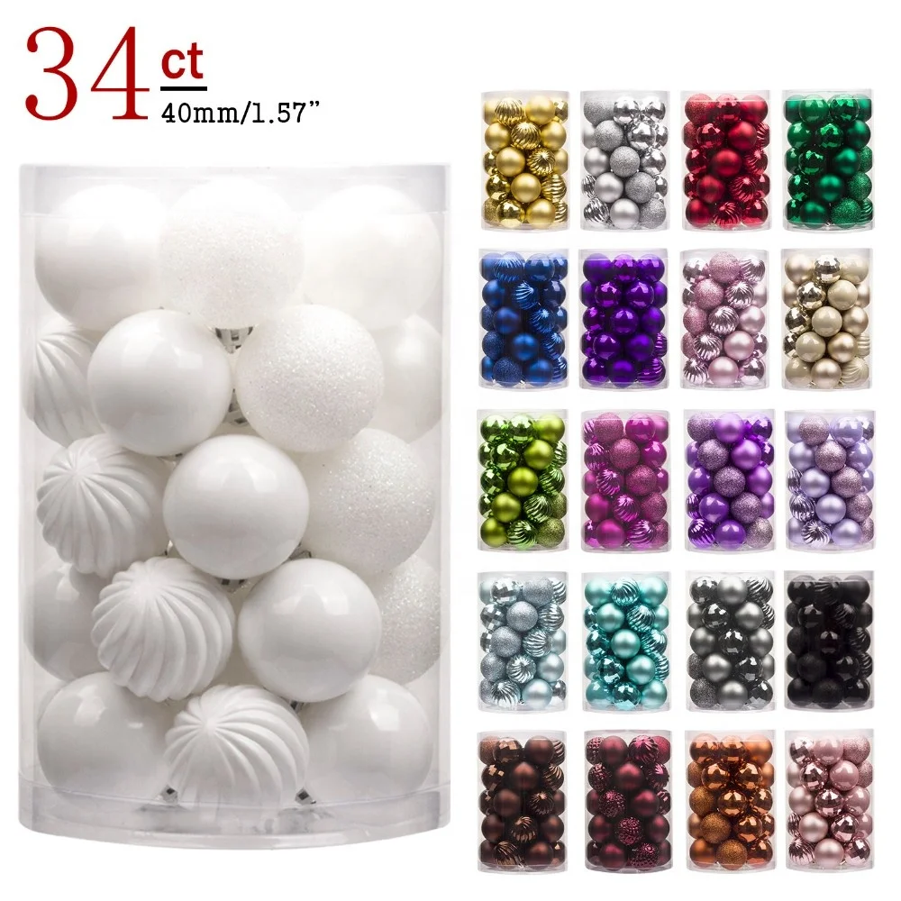 Cheap xmas tree ornament mix color 40mm 60mm 80mm 100mm glitter shiny matte blue plastic christmas ball