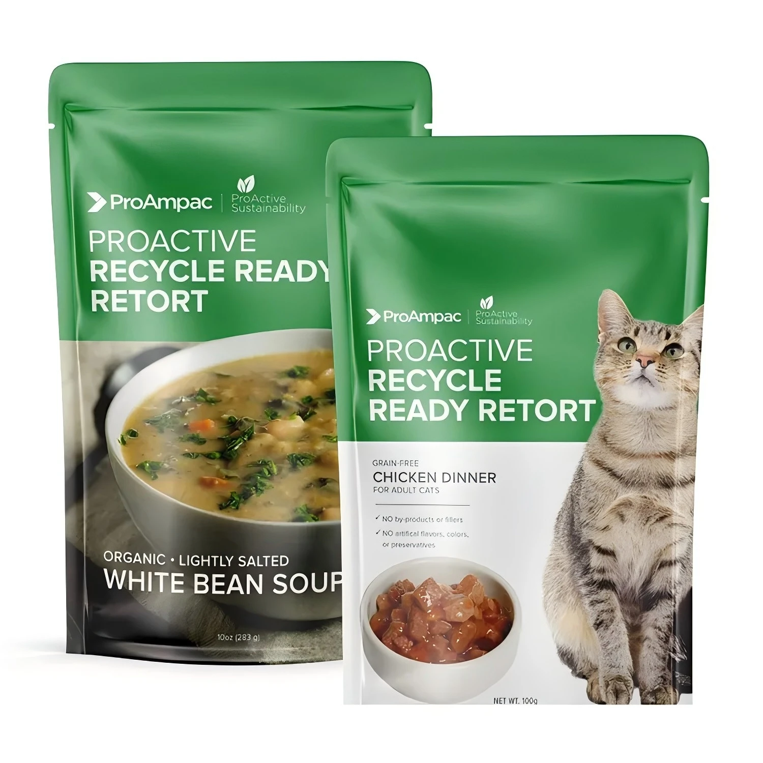 GT Recyclable Heat Sealable Retort Food Packaging Flexible Plastic Printed Retort Pouch For Pet Food Self standing bag