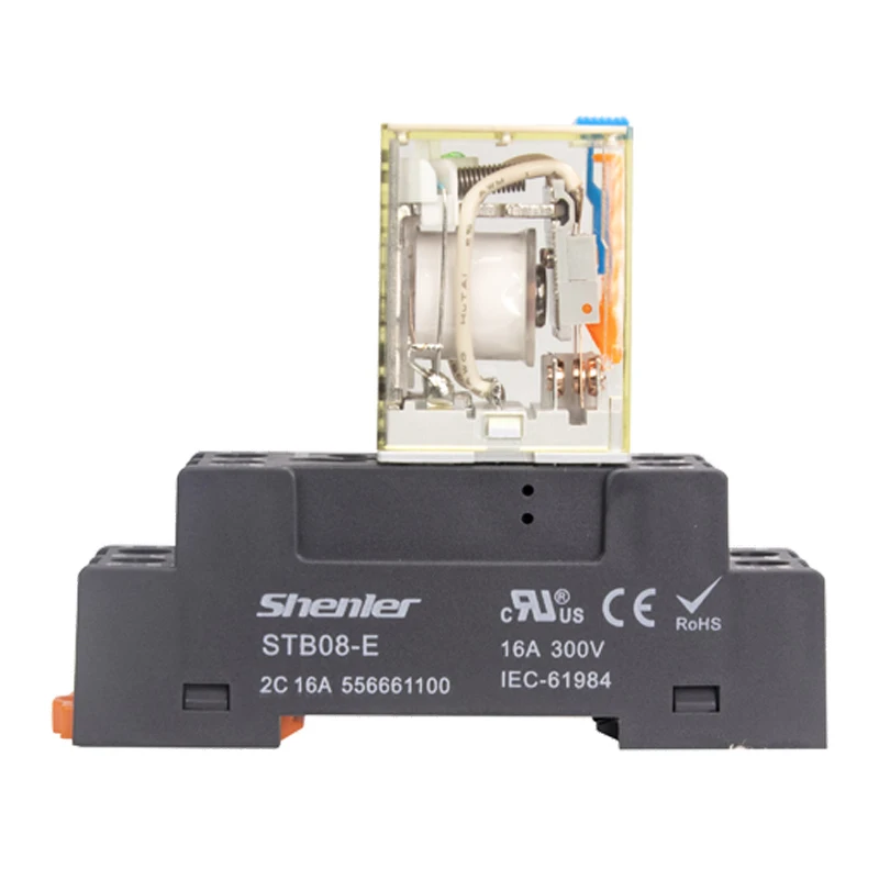 Shenler RKL2CO024LT+STB08-E miniature relay 2 pole 10A 24VDC relay + socket relay module 24v 50hz 8pins dc auxiliary