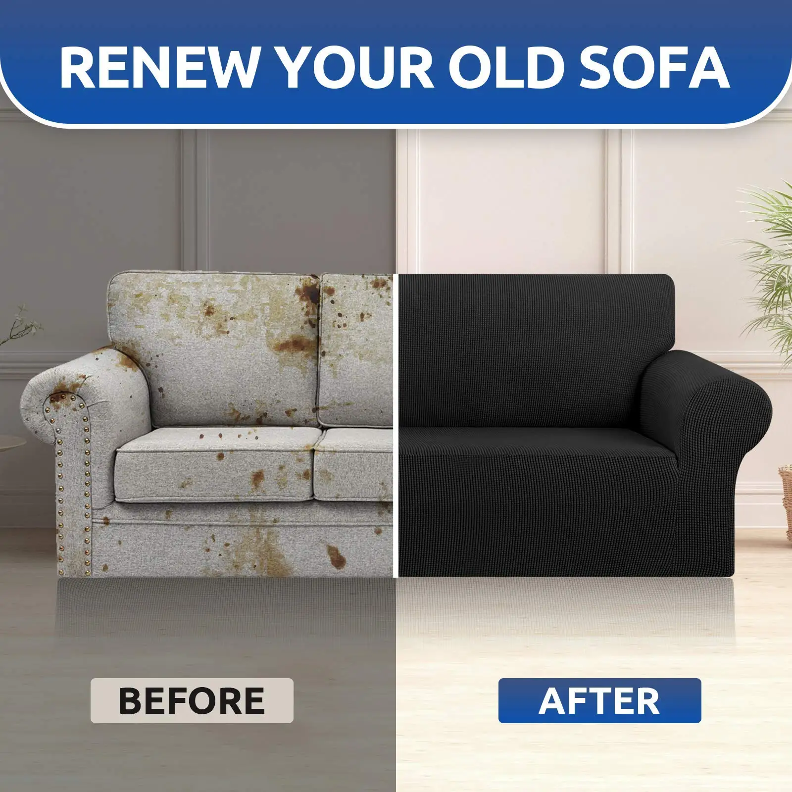 Stretch Sofa Cover Slipcover 3 seat Couch Sofa Cover Furniture Protector 3 Seater Sofa Cover with Elastic Bottom for Kids