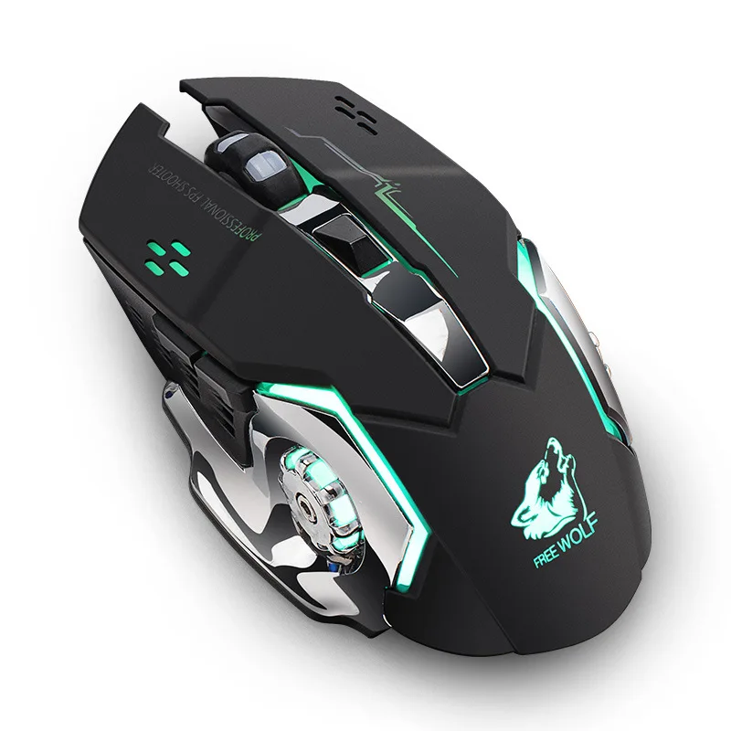  Бесплатная игровая беспроводная мышь Wolf X8 бесшумная светящаяся Механическая