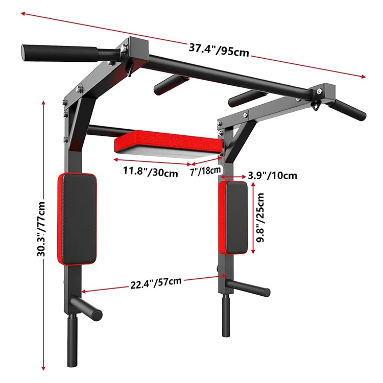 Wall Mount Pull up Bar Body Press Gym Chin up Upper Workout Dip Stand Power Tower Set
