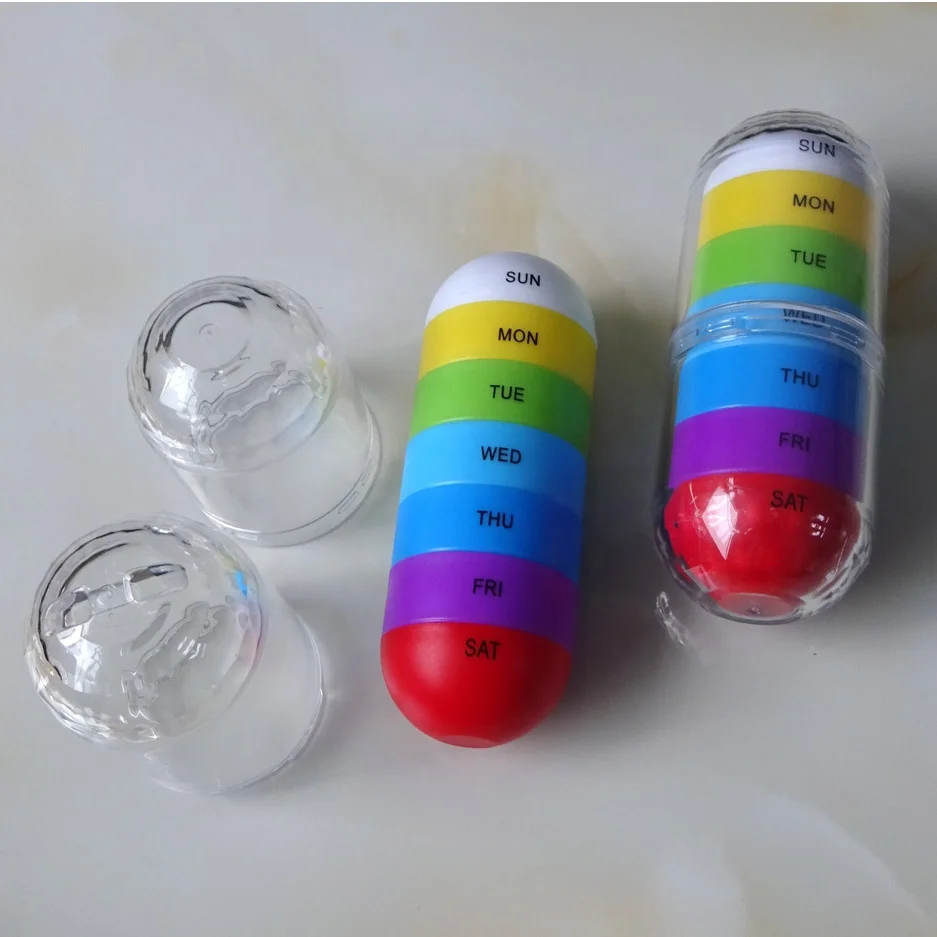 Capsule shape Weekly  medicine Pill Case
