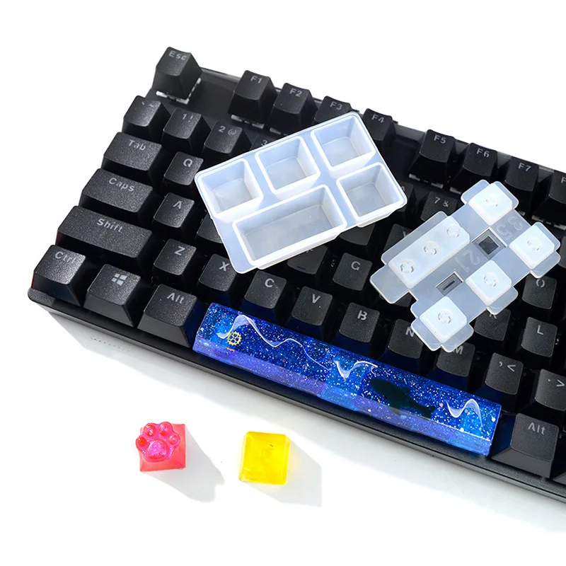 1pcs Manual Mechanical Gaming Keyboard Mold Computer PC Gamer Pet Paw keycaps Silicone Molds Dried Flower Resin Craftsor resin
