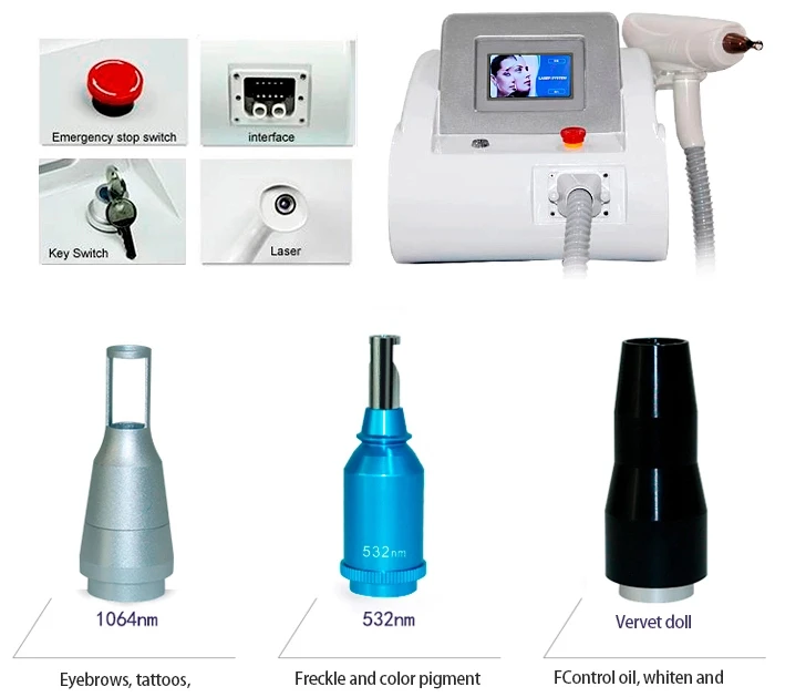 J300 Portable Nd Yag Laser Q Switch Tattoo Pigment Removal Carbon Peeling Machine For Skin Whitening