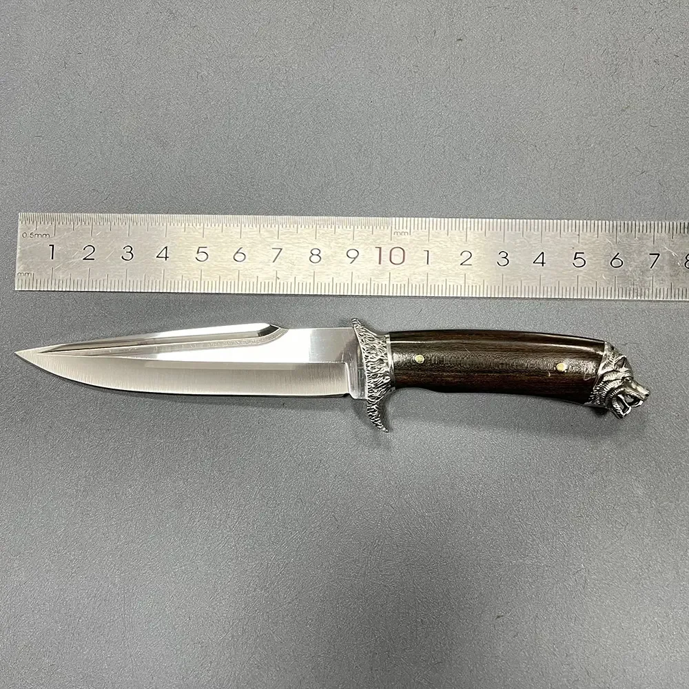 2024 Premium Fixed Blade Steel Knife with Satin High Carbon Outdoor Knife Wooden Handle DIY Grade OEM Customizable Wholesale