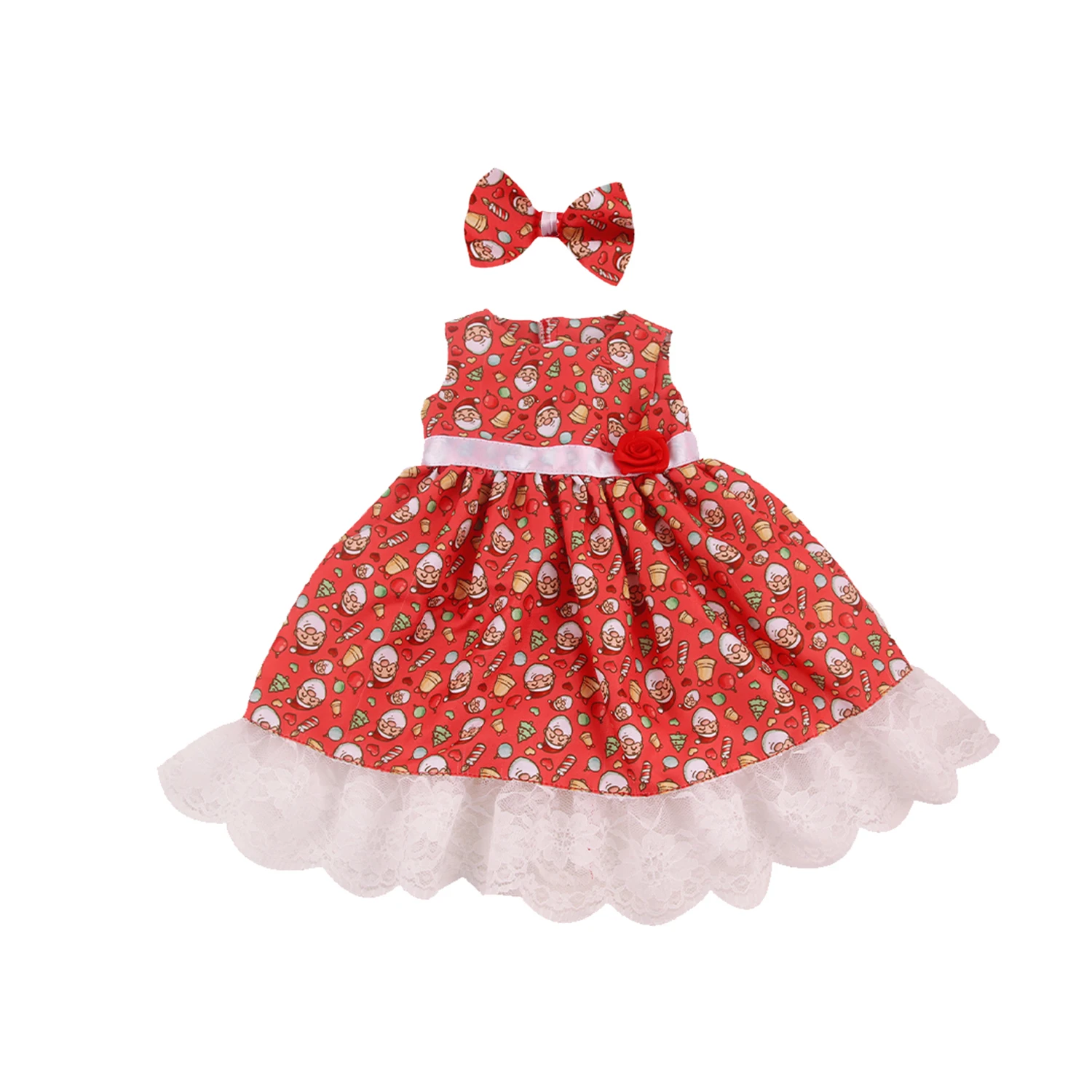 NPK Reborn Doll 55cm Cute Reborn Baby Doll clothes Sleeveless Christmas dress with hair clip for girls