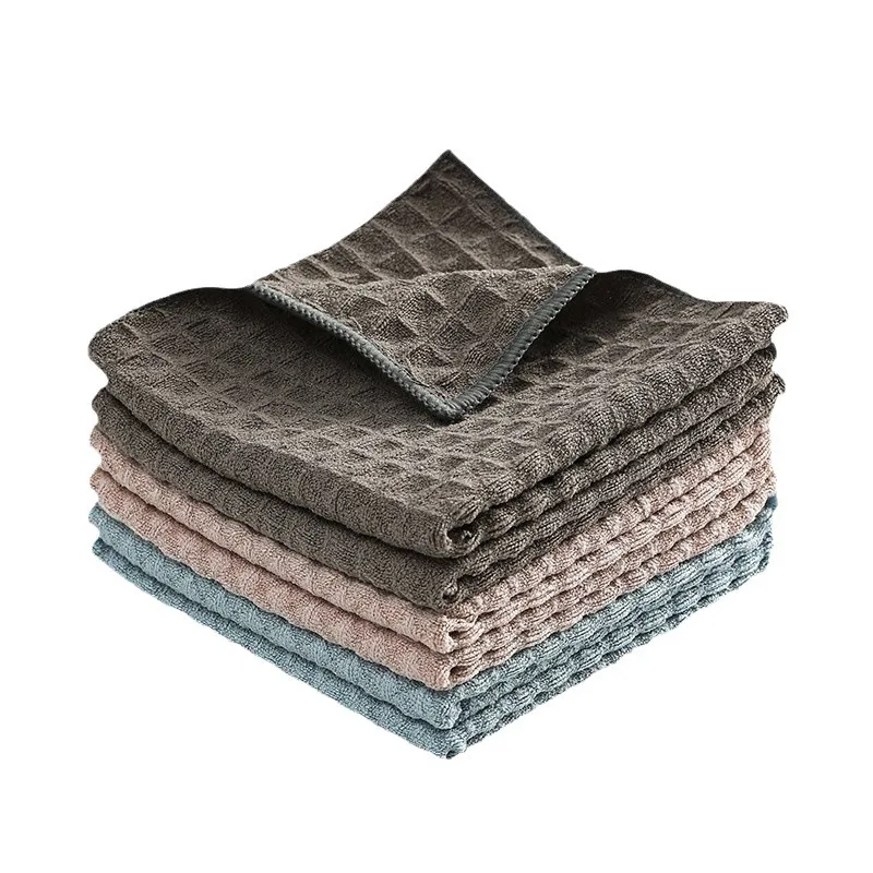 Hot Selling Waffle Design Ultra Absorbent Kitchen Towel Grey Fast Drying  Cleaning Cloths