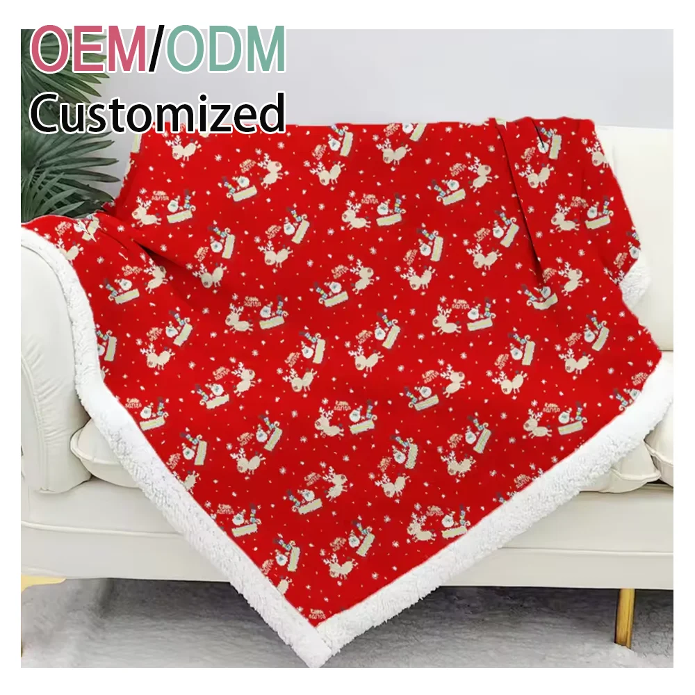 Original Factory Throw Flannel Custom Luxury Polyester Gift Toy Plain Printed Christmas Soft Kids mink Fleece Sherpa Blanket