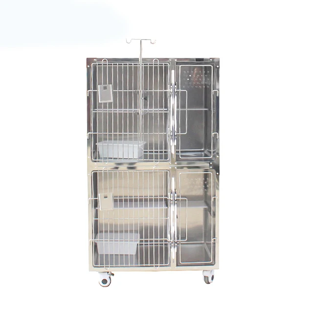 Hot Selling Veterinary Clinic Equipment 304 Stainless Steel Luxury Cat Cage with Individual Washroom