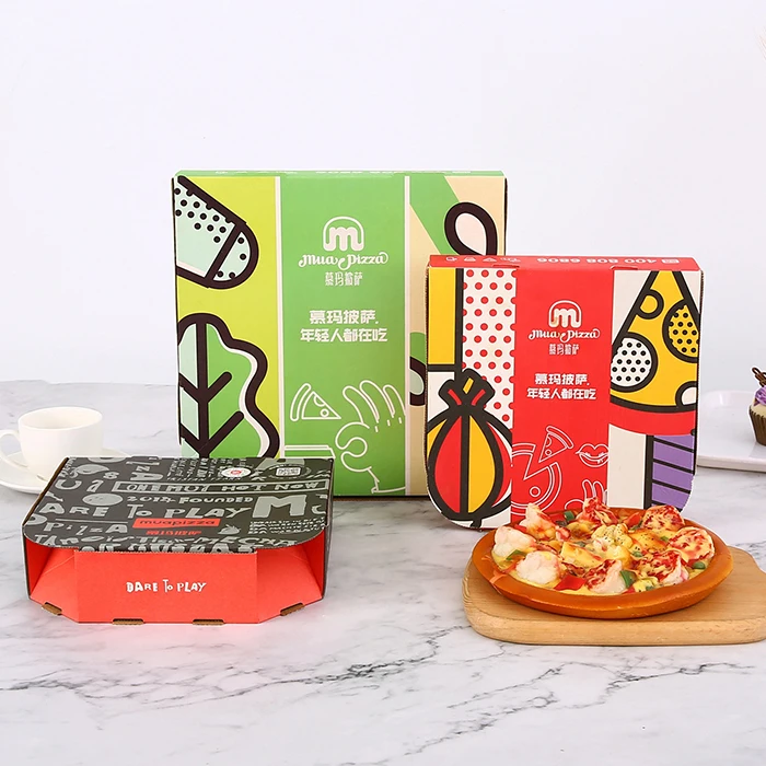 Biodegradable Food Grade Custom Corrugated Pizza Box 12 14 16 Inch Food Storage Package Pizza Fish And Chips Paper Carton Boxes