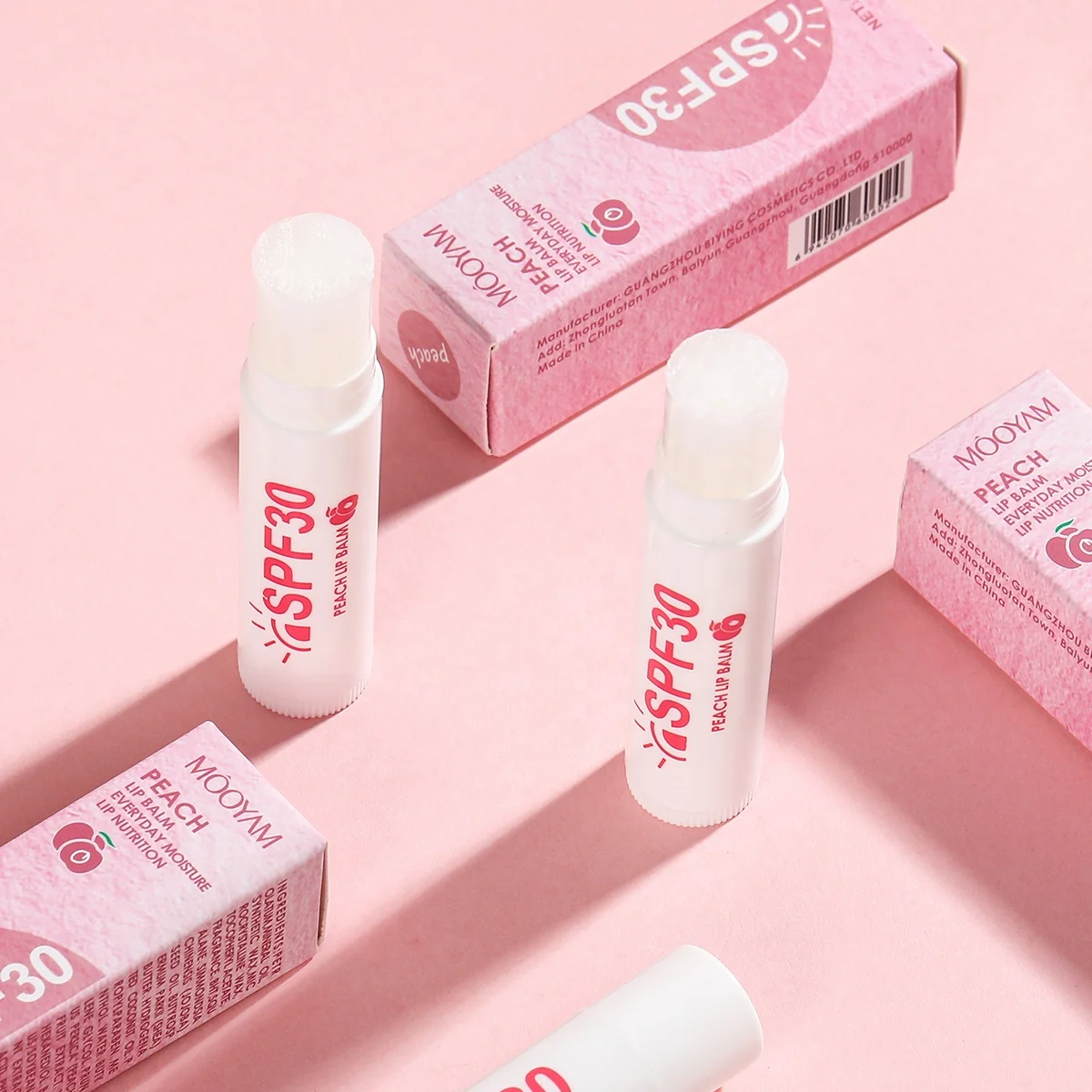 Peach Lip Balm Private Label Natural Lip Butter Balm Long Lasting Moisturizing Mini SPF Pink Lip Balms