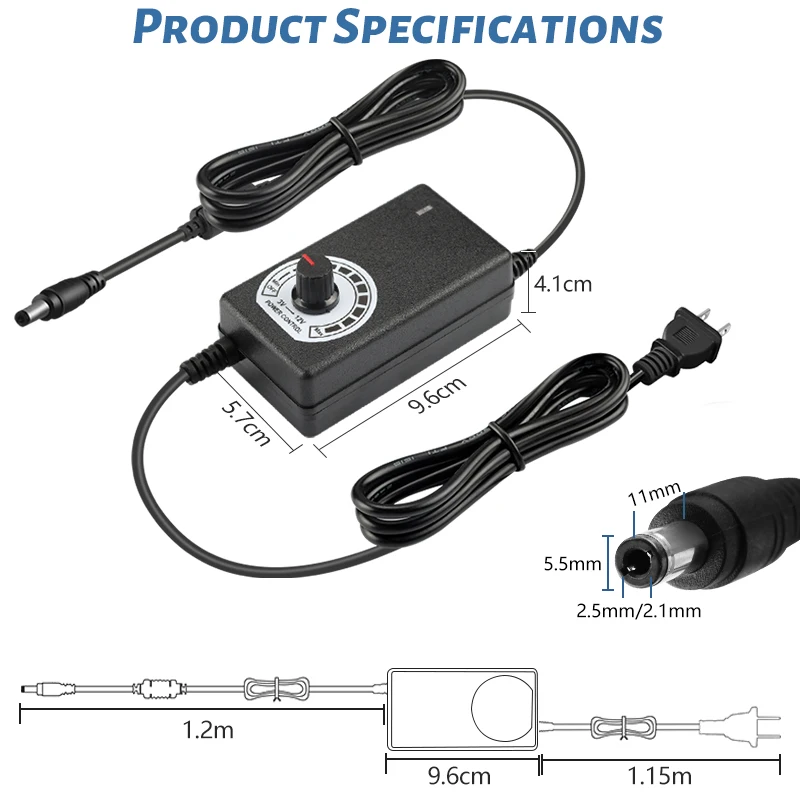 AC/DC Adaptor 3-24V 1A Adjustable Power Adapter 24V for LED Light