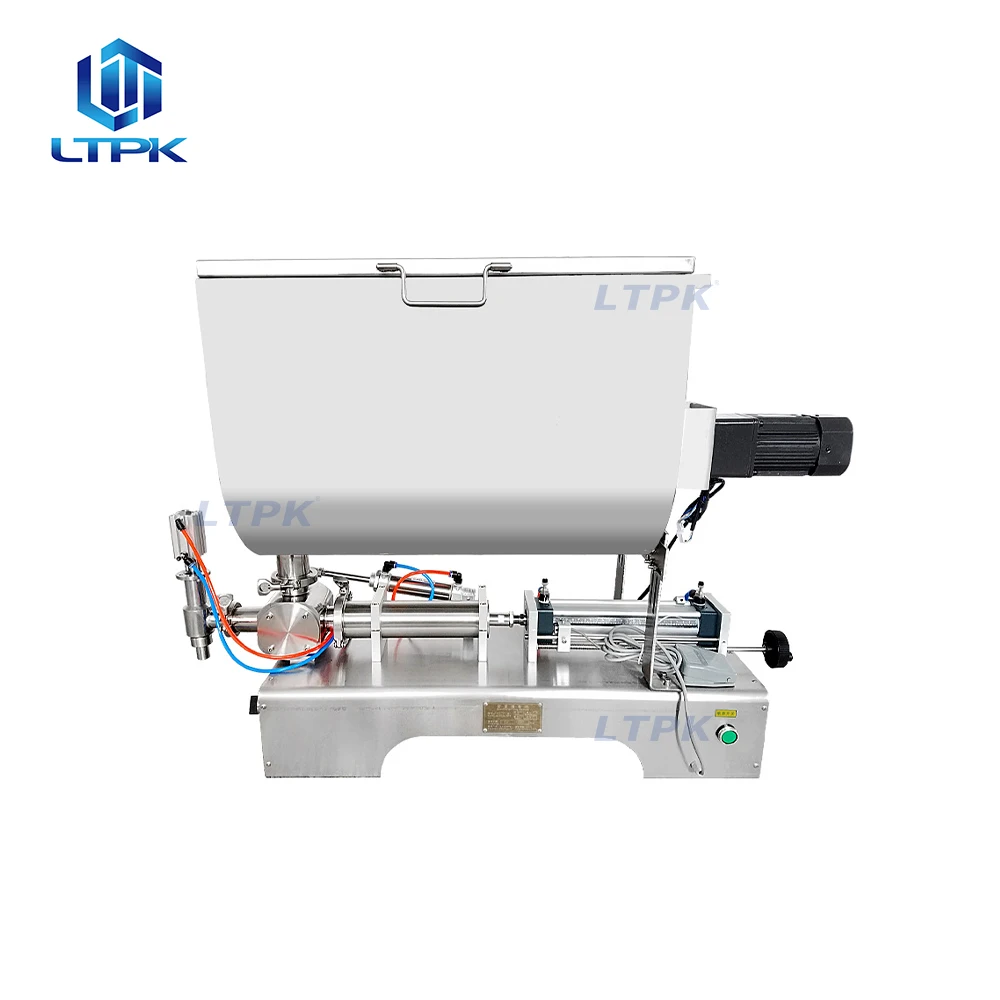 Durable U-type Semi Automatic Mixing Chili Sauce Grain Paste Filling Machine With Mixer Hopper