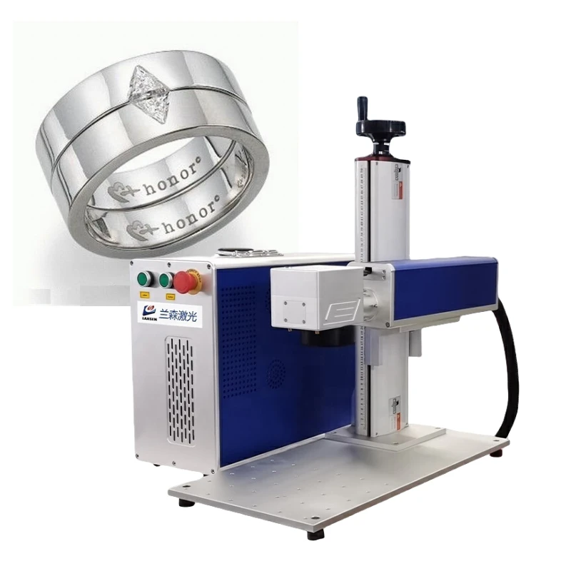 mini rings inner golden sliver brass jewelry fiber laser engraving machines with rotary device for tag logo marking equipment