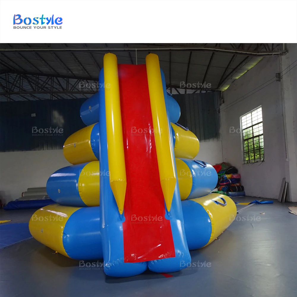 Commercial Water Park  Pool Slide Inflatable Water Climbing Tower Slide Aqua Floating Island