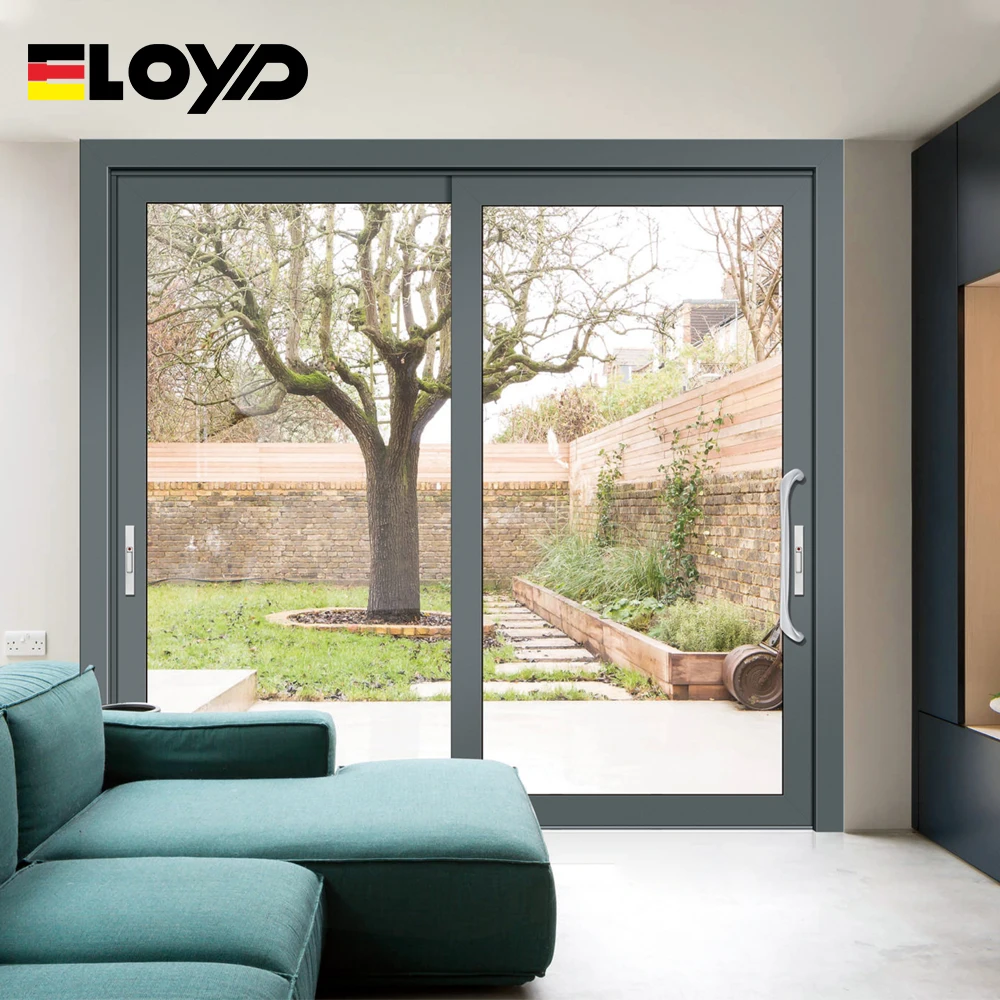 Eloyd Florida Miami-Dade Approved Hurricane Impact Thermal Break Double Large Glass Aluminum Sliding Doors
