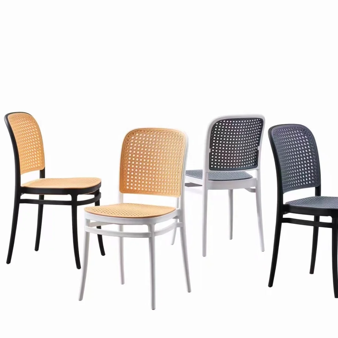 China wholesale Modern Rattan design plastic Chair Solid Dining Chair Sillas De Plasticas Stackable Pp Cafe chair