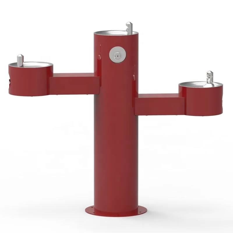 pedestal mounted outdoor drinking fountain, drinking fountain with bottle fillers