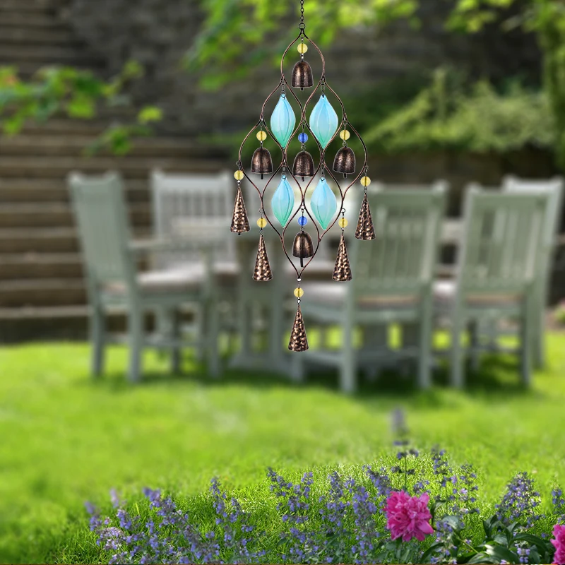 glass pendant iron crafts decoration creative home wind bell bell wind chime